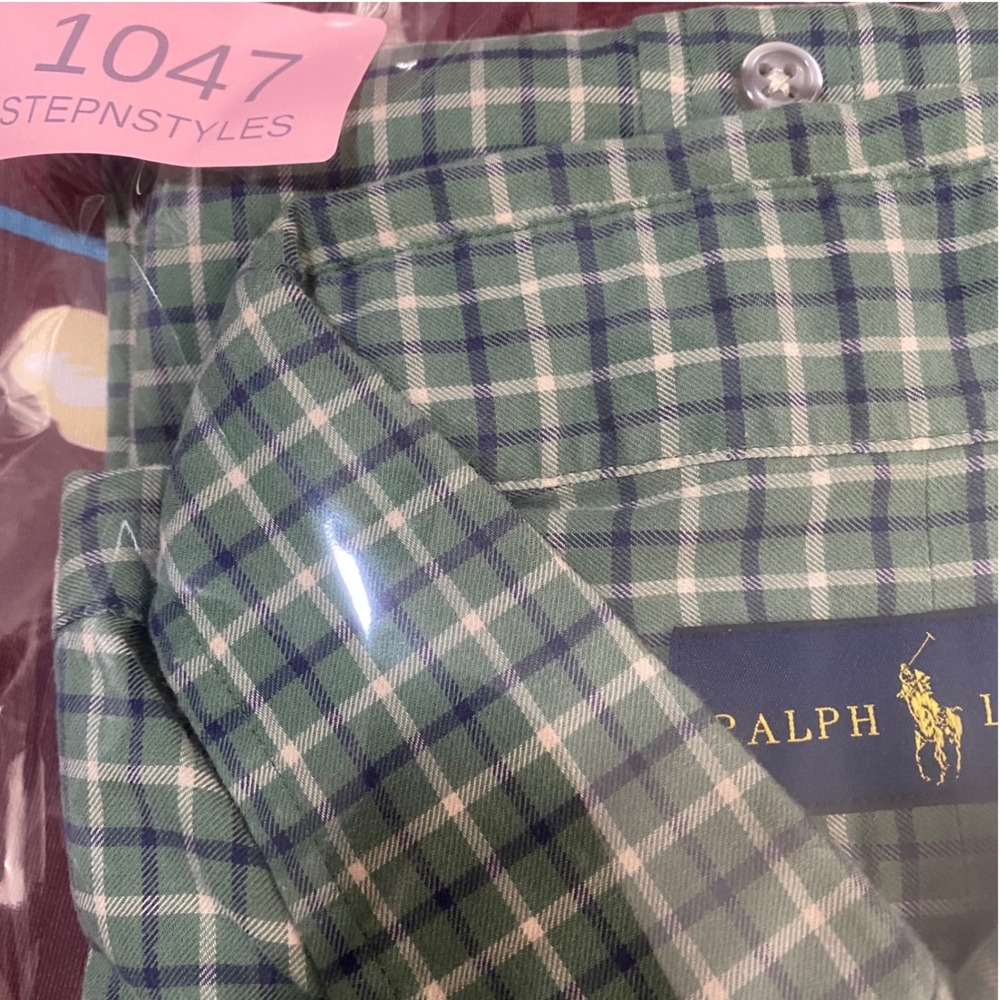 Ralph Lauren Mens Green Plaid Button Down Shirt Long Sleeve Cotton Large L/G - Picture 6 of 6